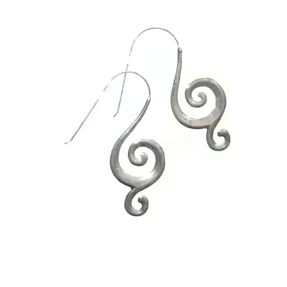 Unique Drop Earring SILVER Hook Swirl Metal Artistic LIGHTWEIGHT Dangle Jewelry - Picture 5 of 6